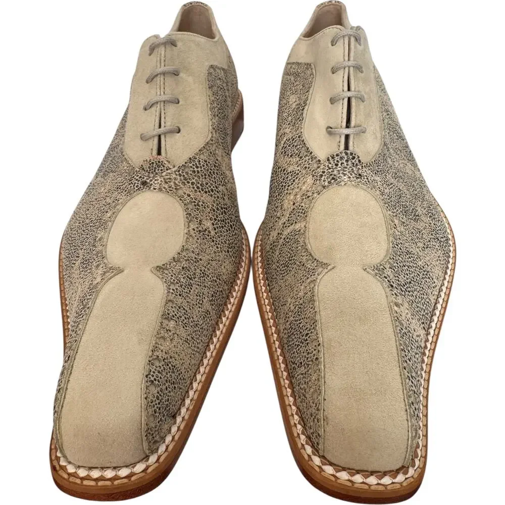 NEW Emilio Franco Italy Stingray Embossed Oxford suede Shoes 42.5 EU / 9.5 US